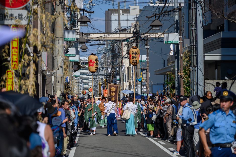 Community festival on a town street